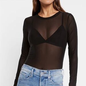 pretty little thing mesh black long sleeve bodysuit (never worn with tags!)